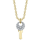 Diamond Accented Key Charm Necklace, 16-18"