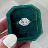 Magnolia Emerald Cut Natural Diamond Engagement Ring with Accent Stones