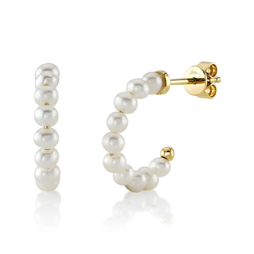 Pearl Huggie Hoop Earrings