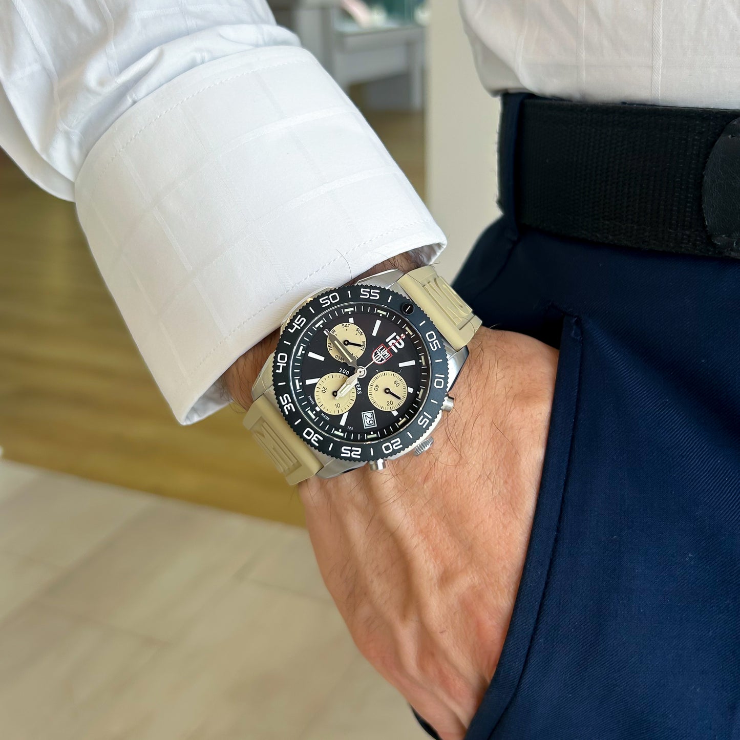 Luminox Pacific Diver Chronograph Teal Rubber Tan Sub Dials