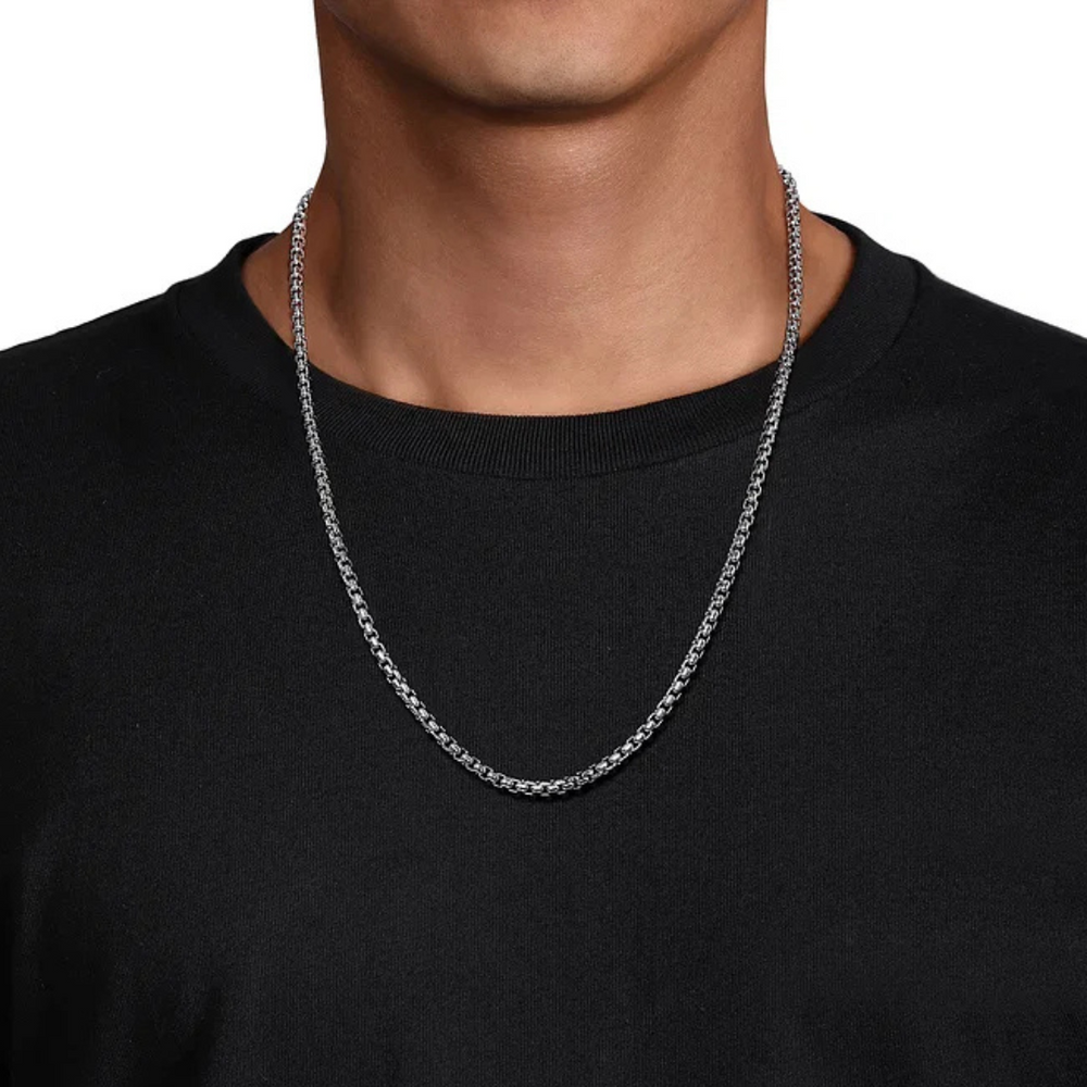 
                  
                    Sterling Silver Solid Box Chain Necklace, 22 Inches
                  
                