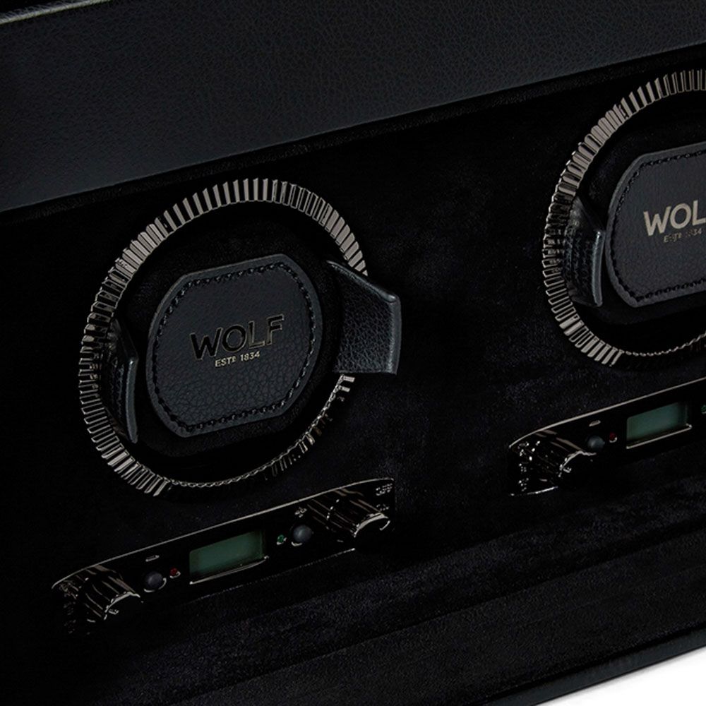 British Racing Black Double Watch Winder with Storage - Carter's Collective Fine Jewelry
