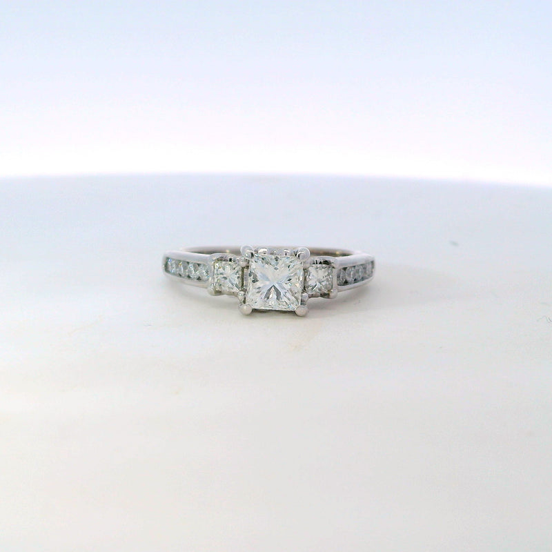 Previously Loved Princess Cut Diamond Three Stone Engagement Ring