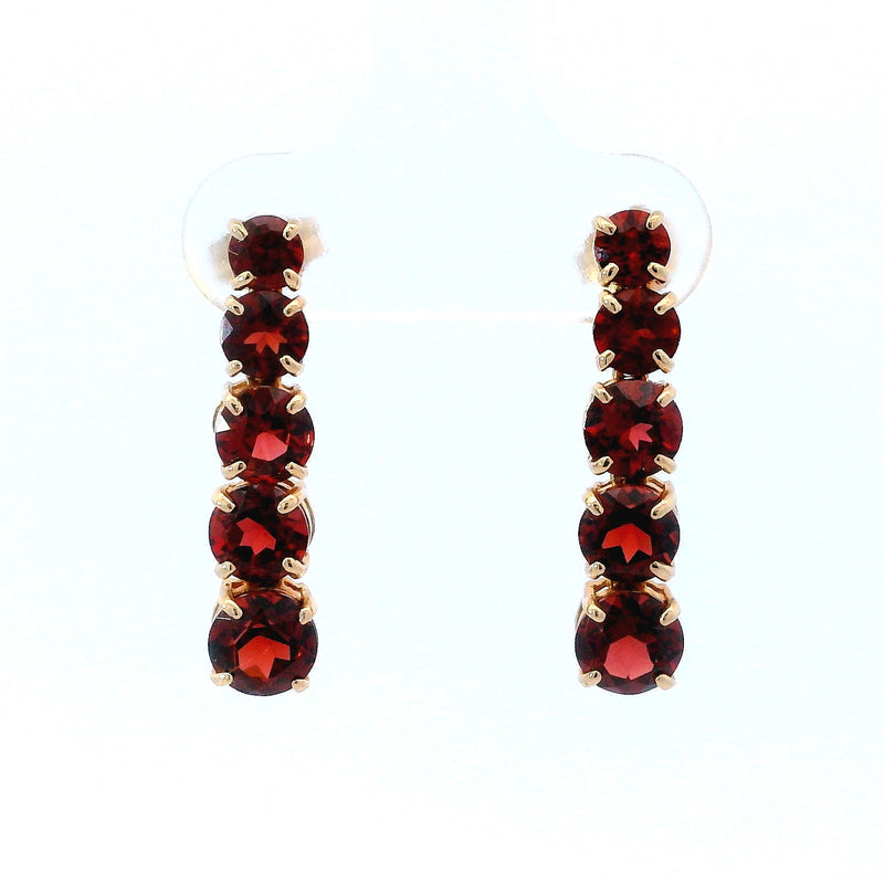 Graduated Garnet Dangle Earrings