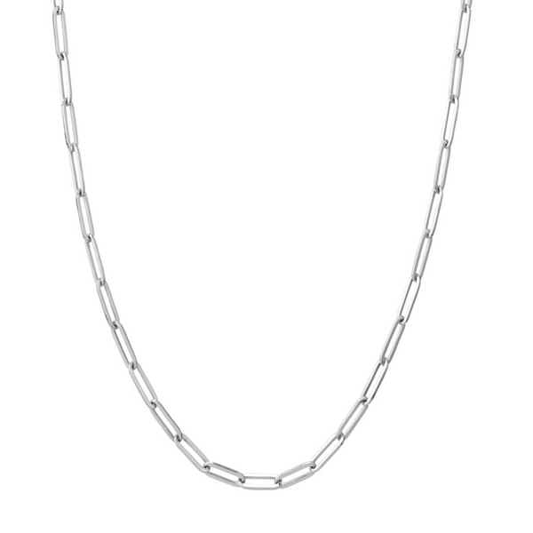 Sterling Silver Classic Paper Clip Chain Necklace, 20 Inches