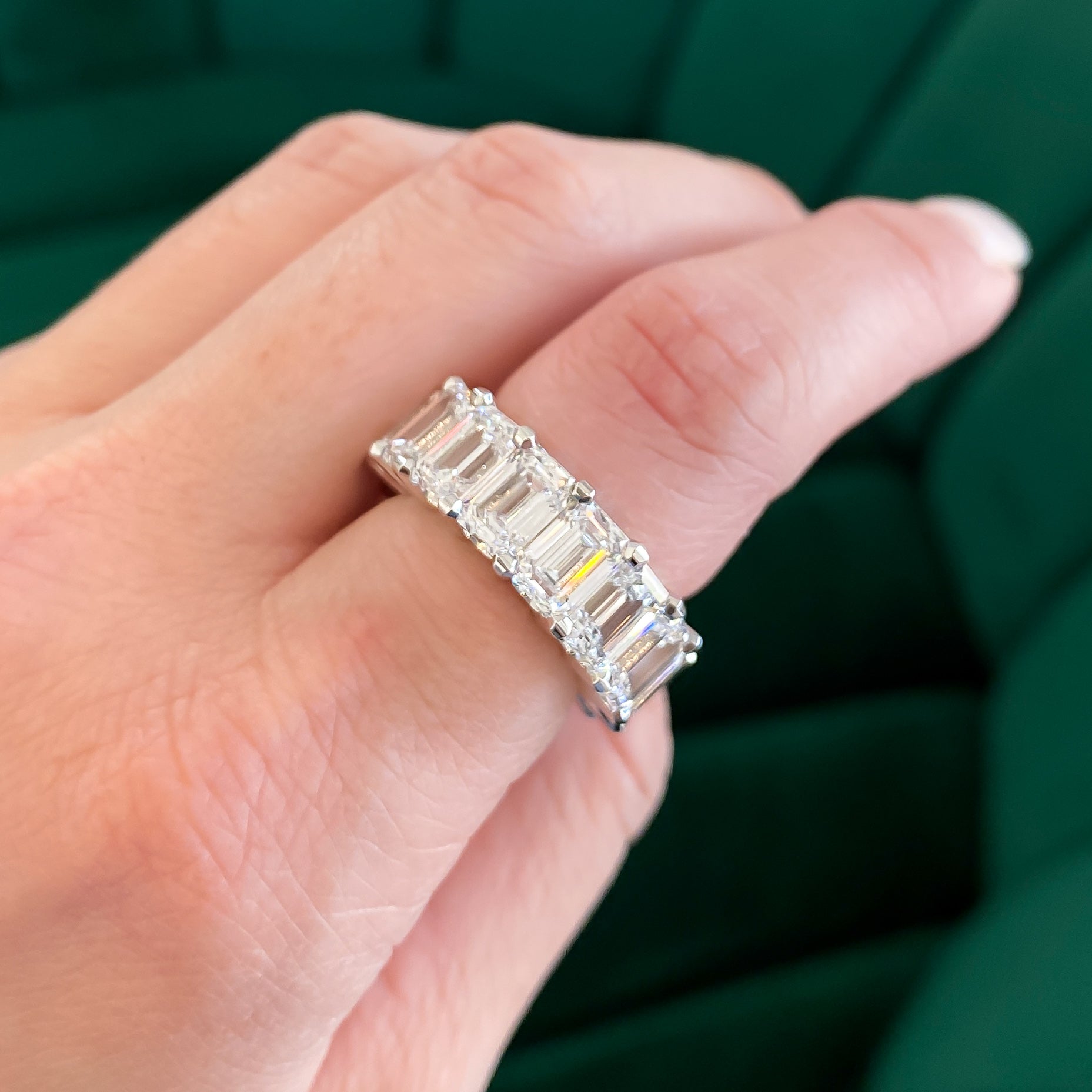 Lab created emerald eternity band deals
