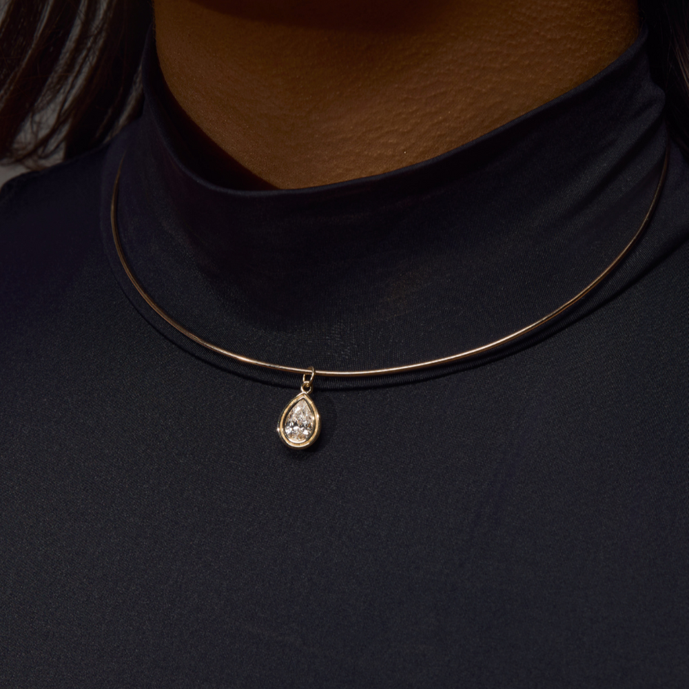 Nova Pear Cut Natural Diamond Double Bezel Charm (Chain Not Included) - Carter's Collective Fine Jewelry