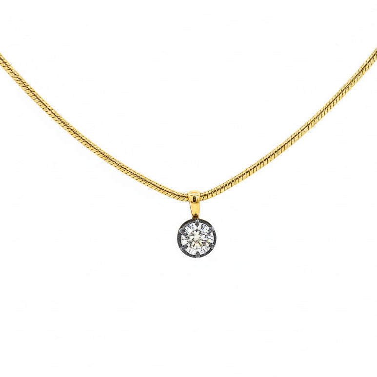 Lab Grown Round Brilliant Diamond Faux Bezel Black Rhodium Charm, 0.73 CTTW - Carter's Collective Fine Jewelry