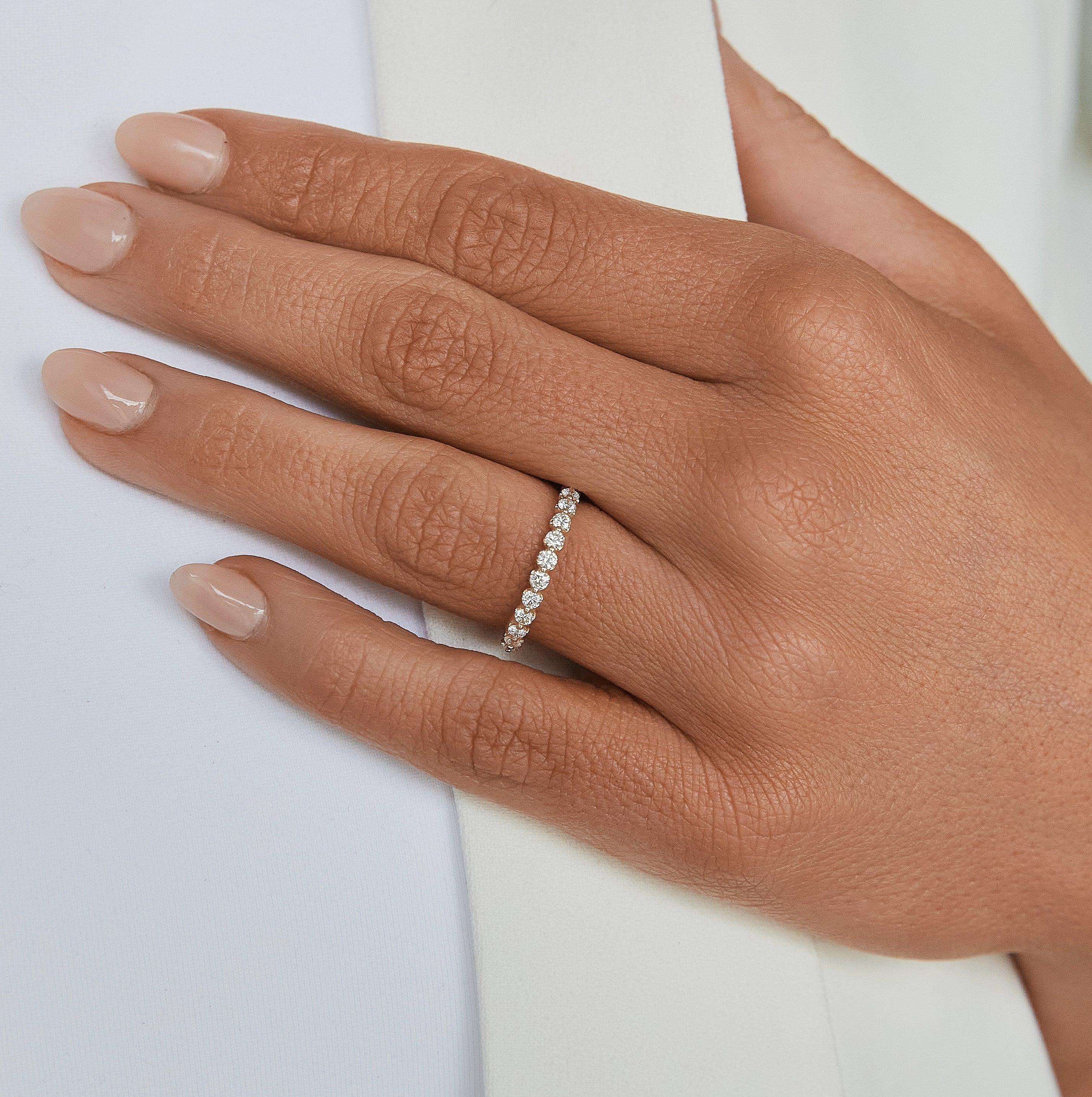 Posey Illusion Set Shared Prong Diamond Band, 1/2 Finger Coverage, 0.33 CTTW - Carter's Collective Fine Jewelry