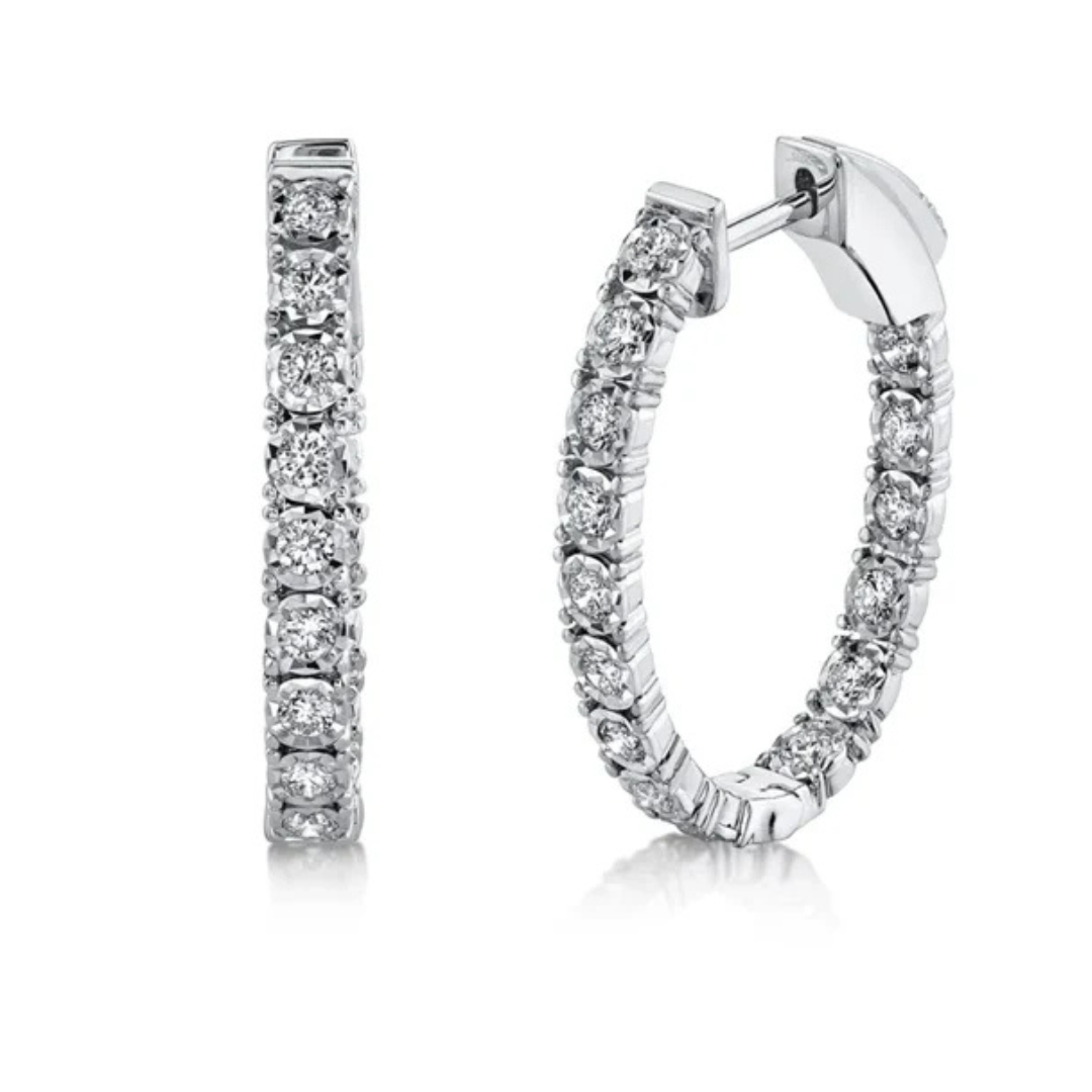 0.90ct Oval Diamond Illusion Hoop Earring