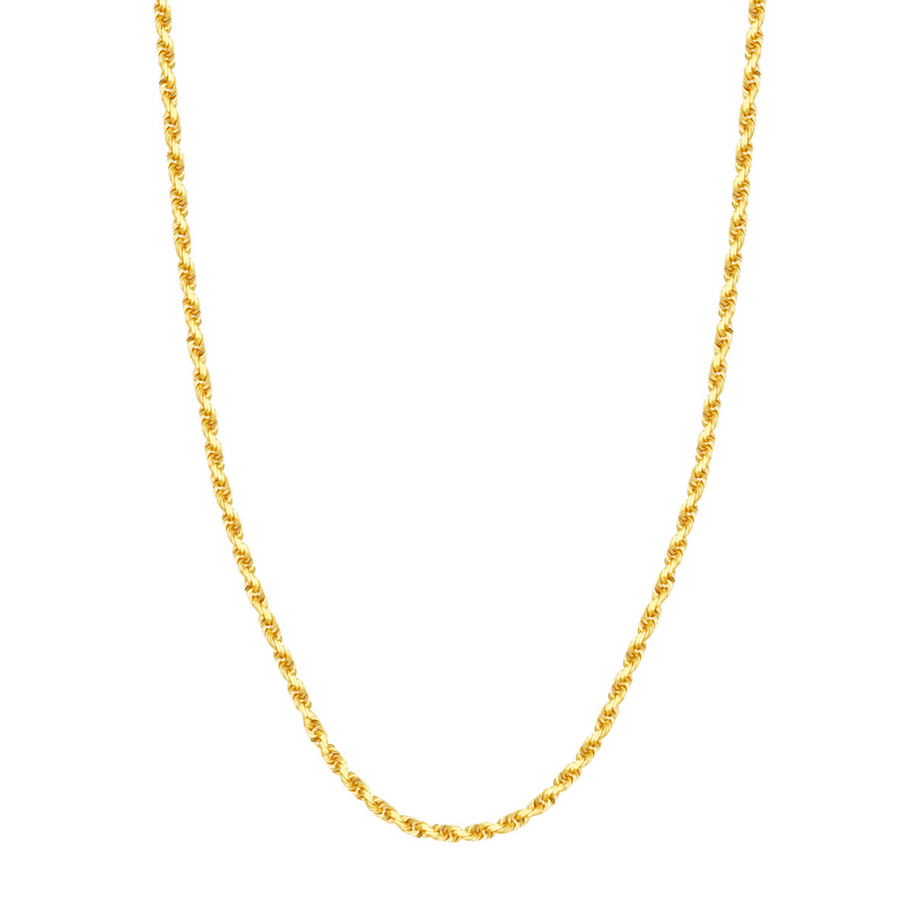 Men's 14K Yellow Gold Diamond Cut Rope Chain, 22"