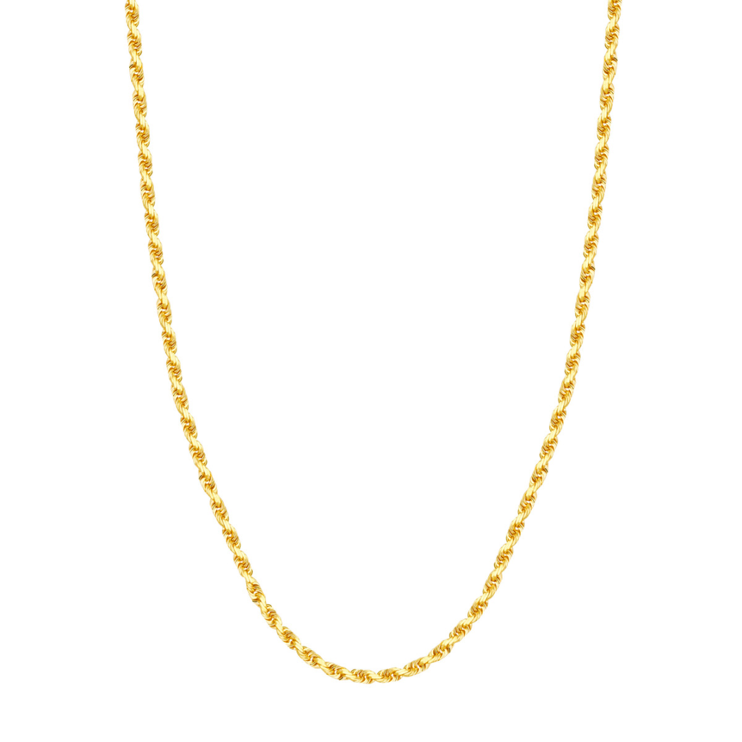 Men's 14K Yellow Gold Diamond Cut Rope Chain, 22"