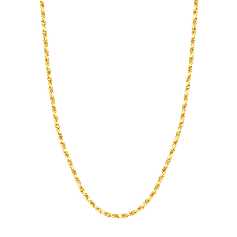 Men's 14K Yellow Gold Diamond Cut Rope Chain, 22"