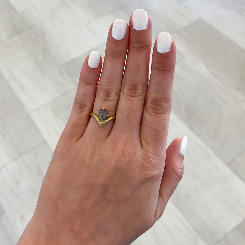 Indigo Pear Salt and Pepper Diamond Engagement Ring