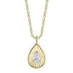 Diamond Pear Fluted Gold Halo Pendant Necklace - Carter's Collective Fine Jewelry