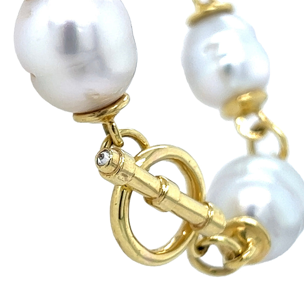 
                  
                    South Sea Pearl Necklace with Gold Links and Diamond Clasp Accents
                  
                