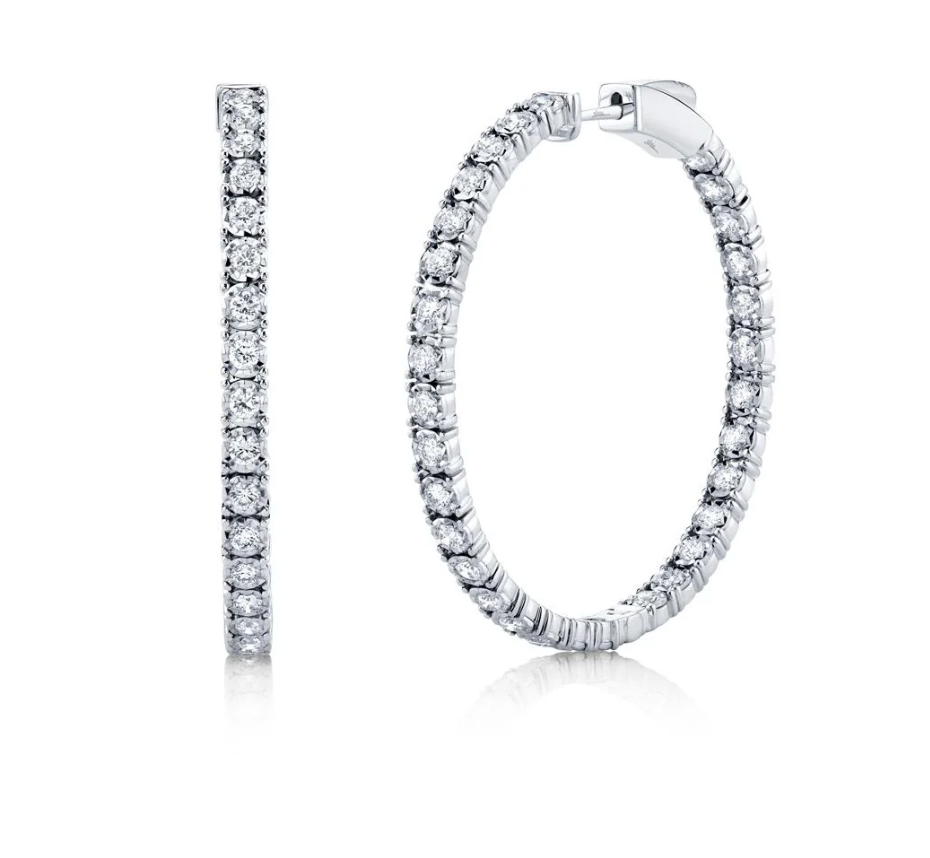 Round Diamond Hoop Earring 1.90cttw