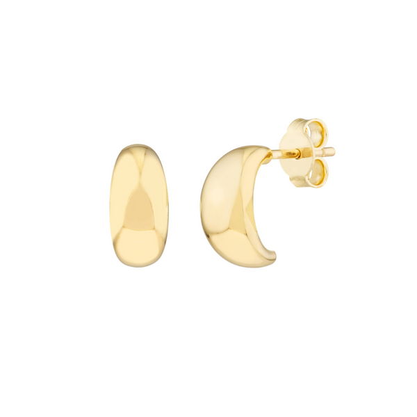 Yellow Gold Polished Puff Half Hoop Earrings (Pair)