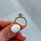 Cushion Shape Pink Tourmaline Offset Wide Cigar Band Ring