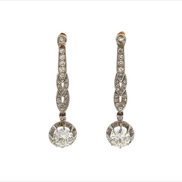 Old European Cut Diamond Vintage Dangle Earrings