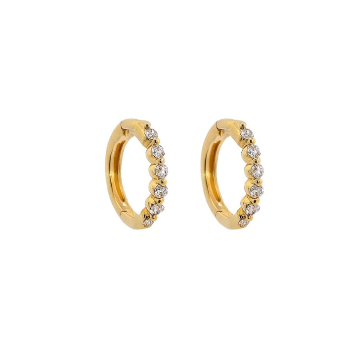Shared Prong Diamond Huggie Hoop Earrings, 0.30 (Pair) - Carter's Collective Fine Jewelry