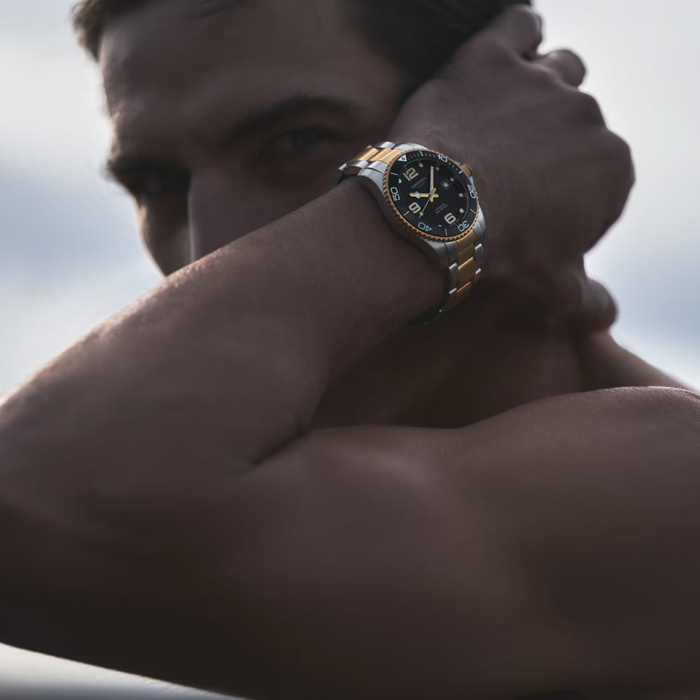 
                  
                    Longines "Hydroconquest" Watch - Stainless Steel with Yellow PVD & Black Polished Dial, 41mm - Carter's Collective Fine Jewelry
                  
                