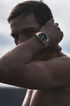 Longines "Hydroconquest" Watch - Stainless Steel with Yellow PVD & Black Polished Dial, 41mm - Carter's Collective Fine Jewelry