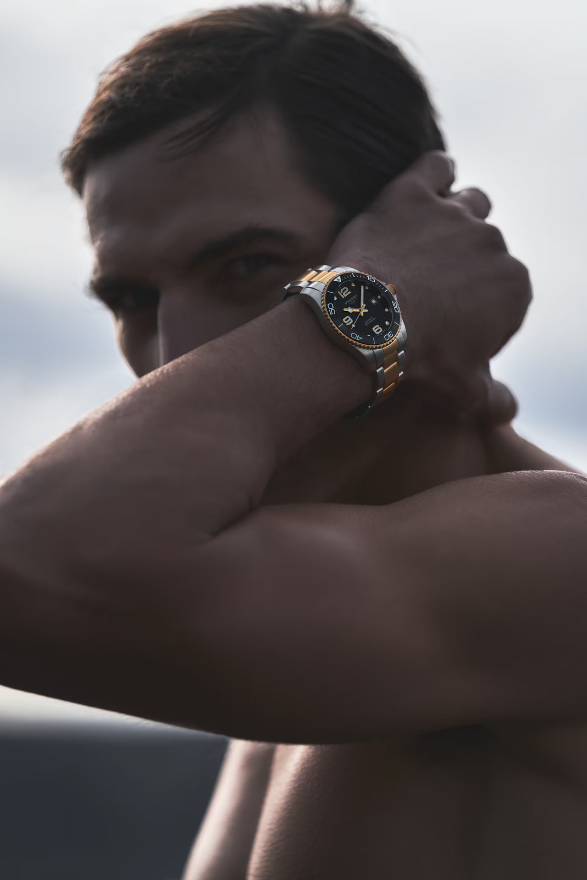 Longines "Hydroconquest" Watch - Stainless Steel with Yellow PVD & Black Polished Dial, 41mm - Carter's Collective Fine Jewelry
