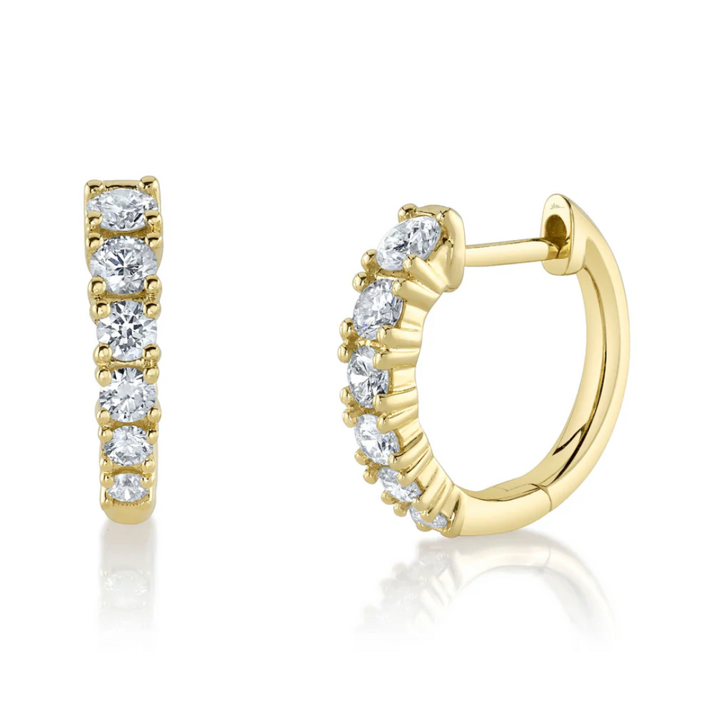 Graduated Diamond Huggie Hoop Earrings