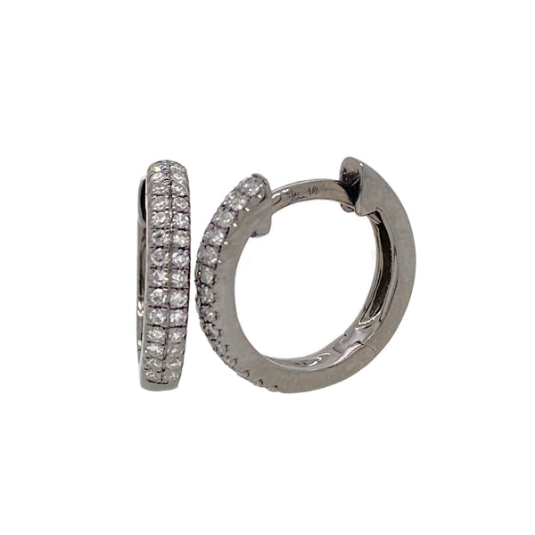 Pave Diamond Huggie Hoop Black Rhodium Earrings (Pair)