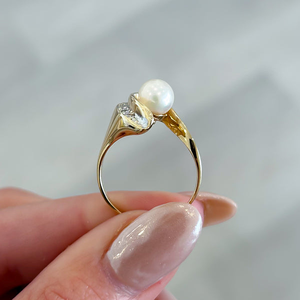 Previously Loved Abstract Pearl & Diamond Ring (Sold As Is)