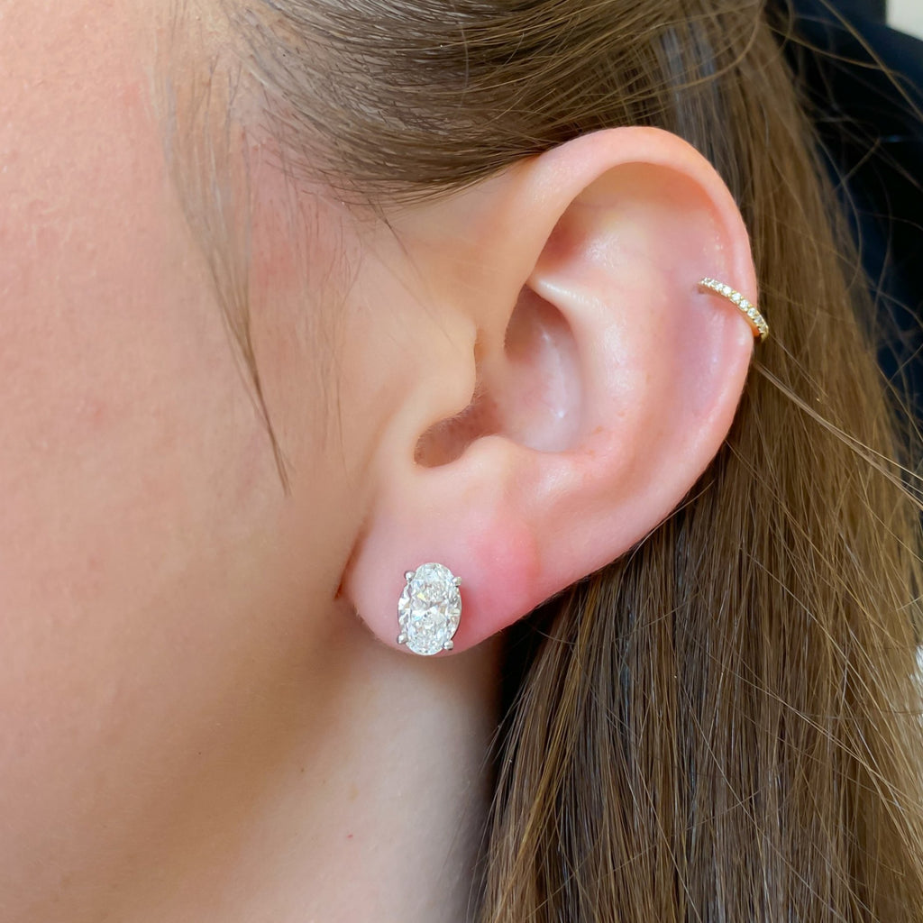 Oval Natural Diamond Stud Earrings, 2.03 CTTW - Carter's Collective Fine Jewelry