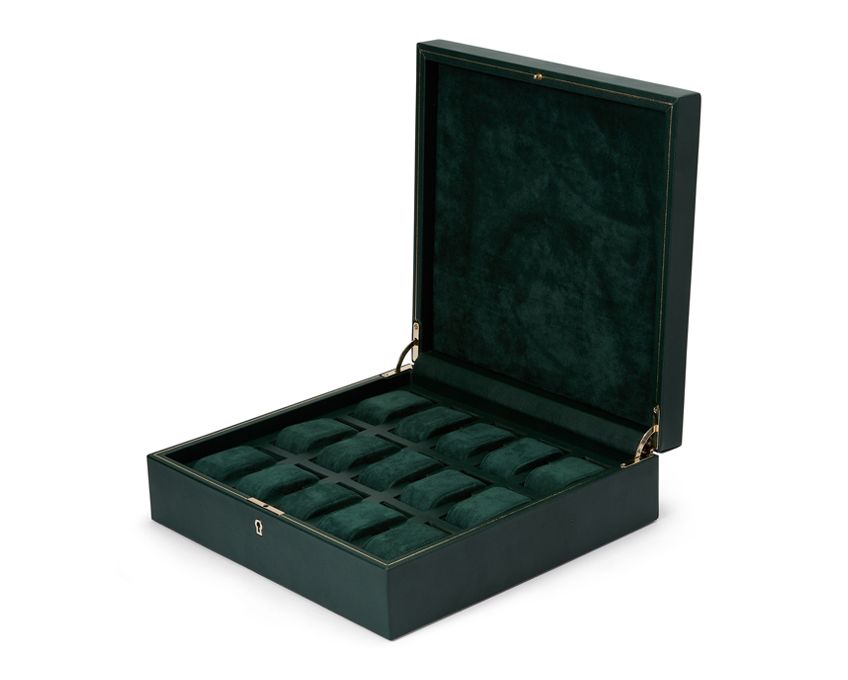 British Racing Green 15 Piece Watch Box - Carter's Collective Fine Jewelry