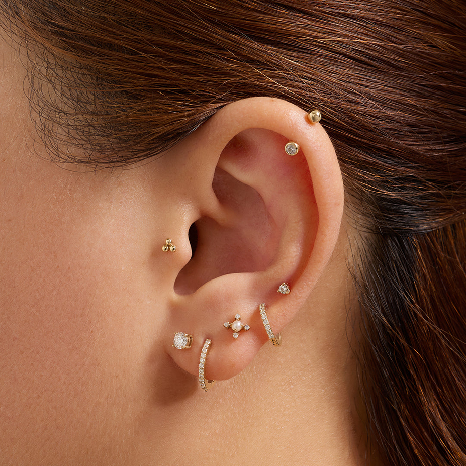 Aria Triple Dots Piercing Stud Earring (Single) - Carter's Collective Fine Jewelry