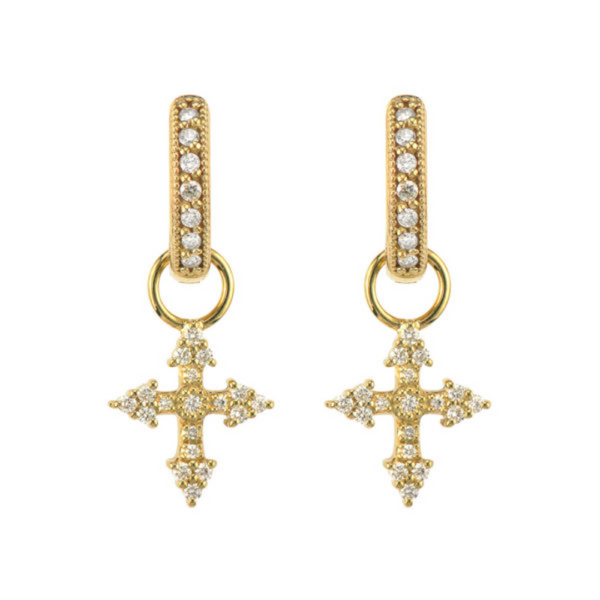 Provence Champagne Tiny Cross Earring Charms (Pair)