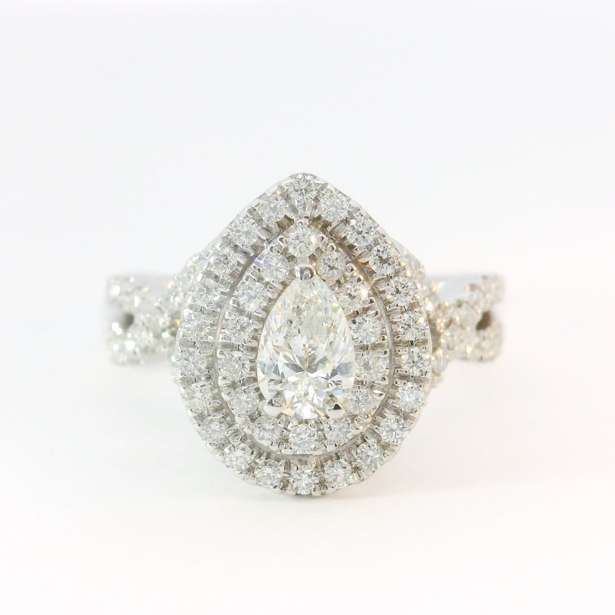 Previously Loved Double Halo Engagement Ring w/ Curved to Fit Wedding Band (SOLD AS IS)