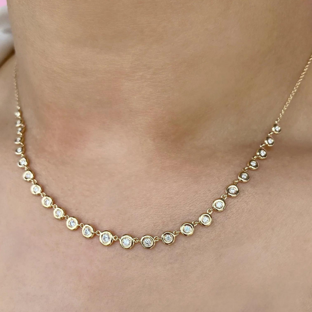 Graduated Diamond Bezel Necklace