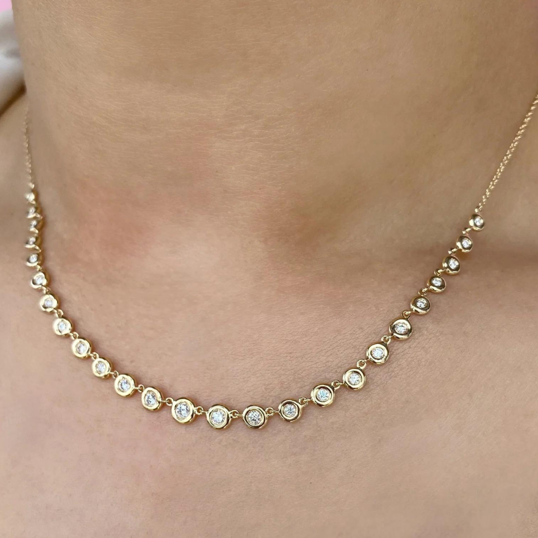 Graduated Diamond Bezel Necklace