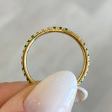 14K Yellow Gold Diamond and Emerald Gemstone Straight Stackable Band