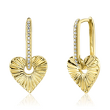 Fluted Heart with Diamond Accent Charm Earrings