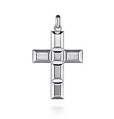 Sterling Silver Rectangular Station Cross Pendant (Chain Not Included)