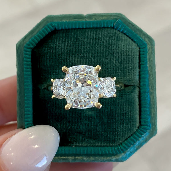 Magnolia Cushion Cut Lab Grown Diamond Engagement Ring with Accent Stones