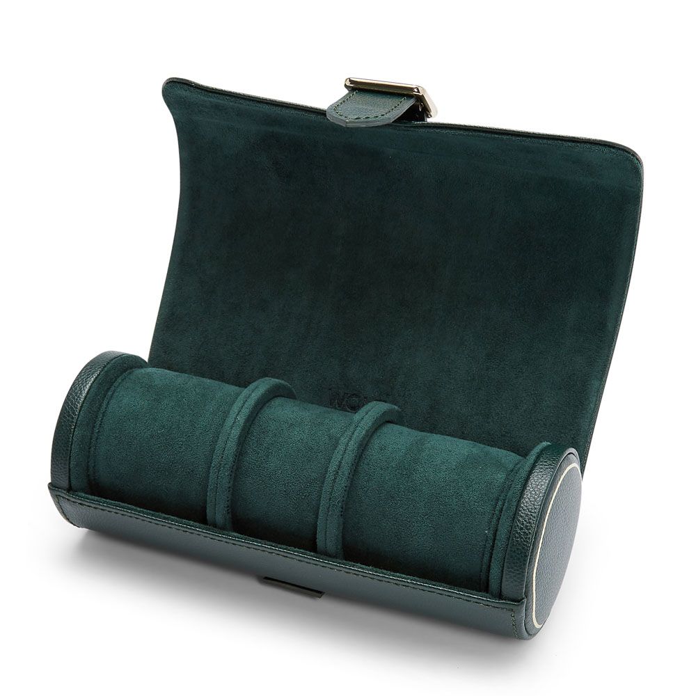 British Racing Green Triple Watch Roll - Carter's Collective Fine Jewelry