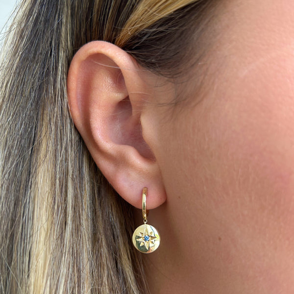 Montana Yogo Sapphire Starburst Medallion Charm Earrings
