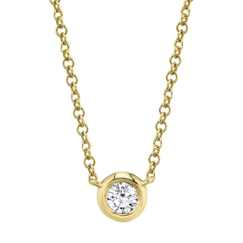 Bezel Set Diamond Drop Necklace