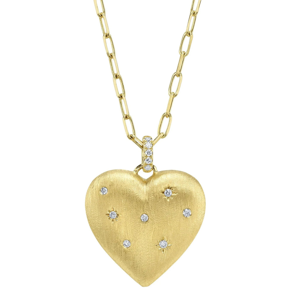 Matte Heart Pendant Necklace with Diamond Accents, 0.10 CTTW - Carter's Collective Fine Jewelry
