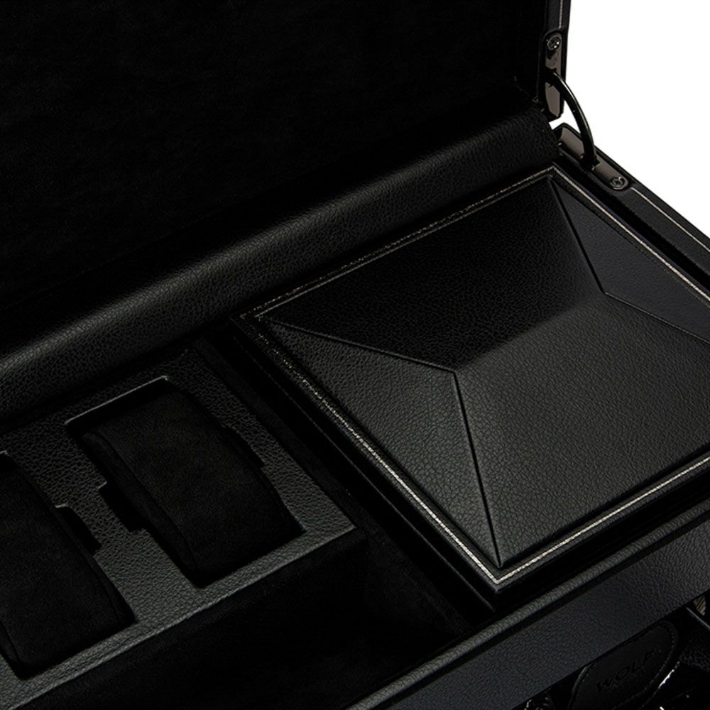 British Racing Black Double Watch Winder with Storage - Carter's Collective Fine Jewelry