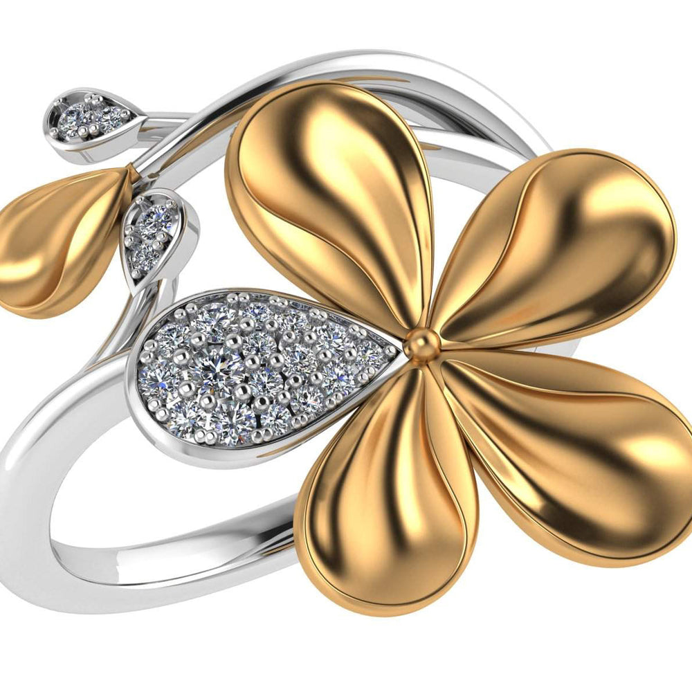 Floral Ring with Pavé Diamond Accents, 0.10 CTTW - Carter's Collective Fine Jewelry