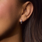 Pave Rainbow Sapphire Huggie Hoop Earrings, 0.87 CTTW - Carter's Collective Fine Jewelry