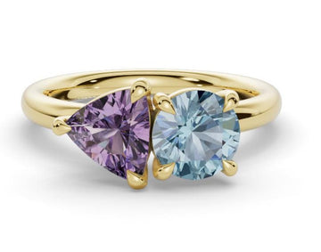Purple Sapphire & Aquamarine Two-Stone Ring, 1.50 CTTW - Carter's Collective Fine Jewelry